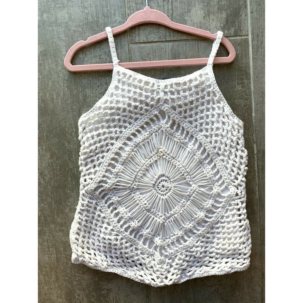 GAP KIDS Girls White Sleeveless Crochet Knit Boho Top Cute Size 8